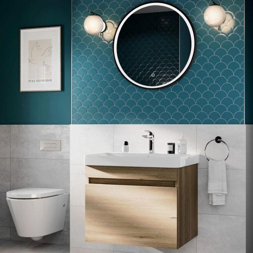 Britton Wall Mounted Vanity Unit Golden Oak Britton Dalston Wall Mounted 600mm Vanity Unit with Basin
