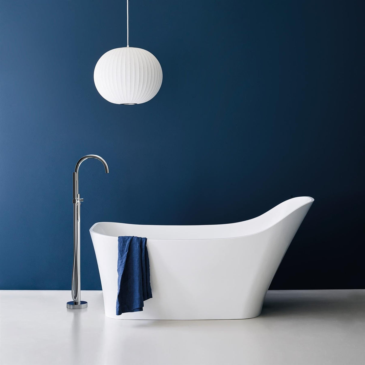 Britton Modern Freestanding Bath Britton Nebbia Natural Stone Freestanding Slipper Bath - 1600 x 800mm - in White