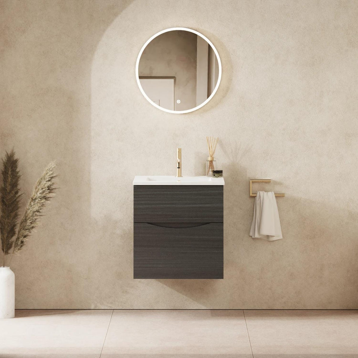 Crosswater Wall Mounted Vanity Unit 500mm / Steelwood Crosswater Glide II Wall Mounted Two Drawer Vanity Unit with Basin