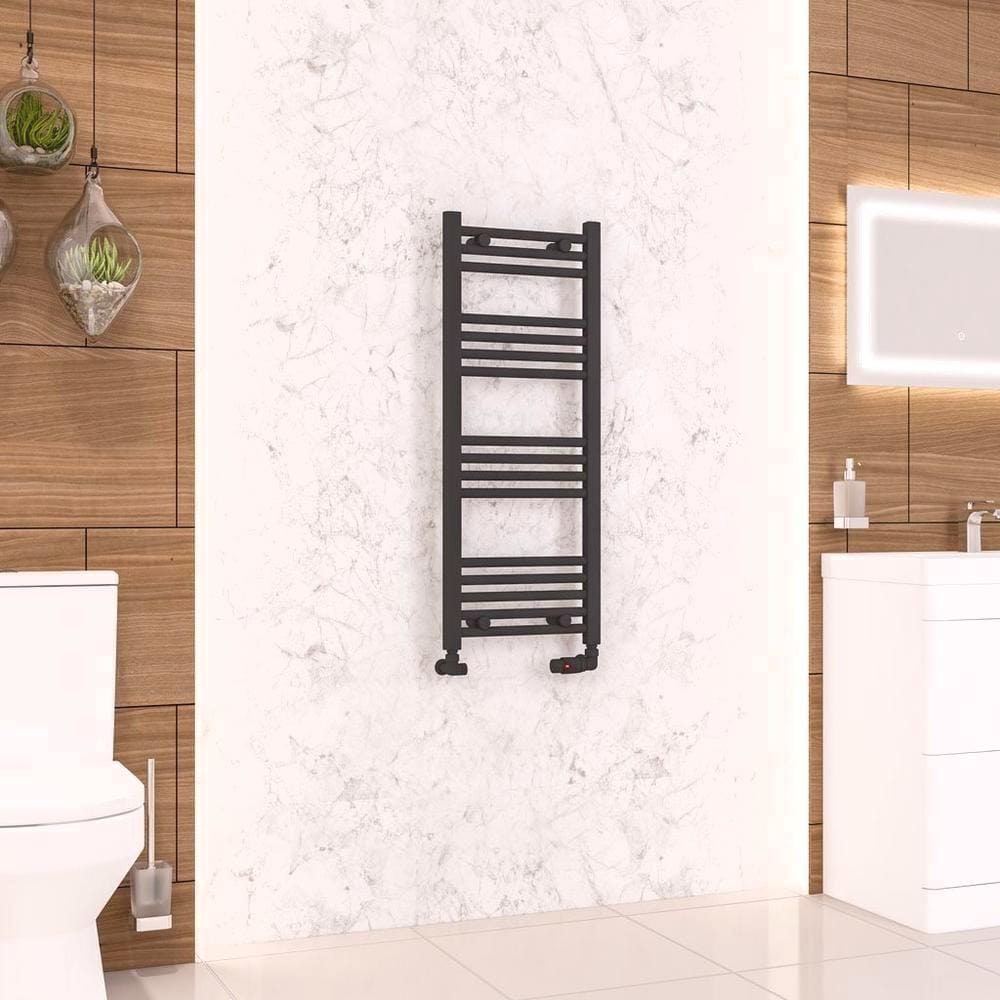 Eastbrook Ladder Rails 1000 x 400 / Electric Only Eastbrook Wendover Straight Vertical Heated Towel Rail in Matt Black