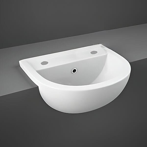RAK Semi Recessed Basin 2 / 550mm / Centre Rak Compact Semi Recessed Basin in Alpine White