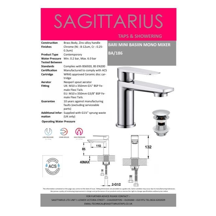 Sagittarius Cloakroom Tap Sagittarius Bari Cloakroom Basin Mixer Tap in Chrome