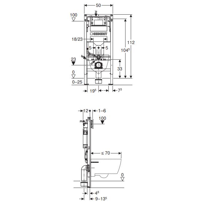 Geberit Wall Hung WC Frame Geberit Duofix Element Sigma Wall Hung Cistern and Frame with Conduit Pipe 1120mm