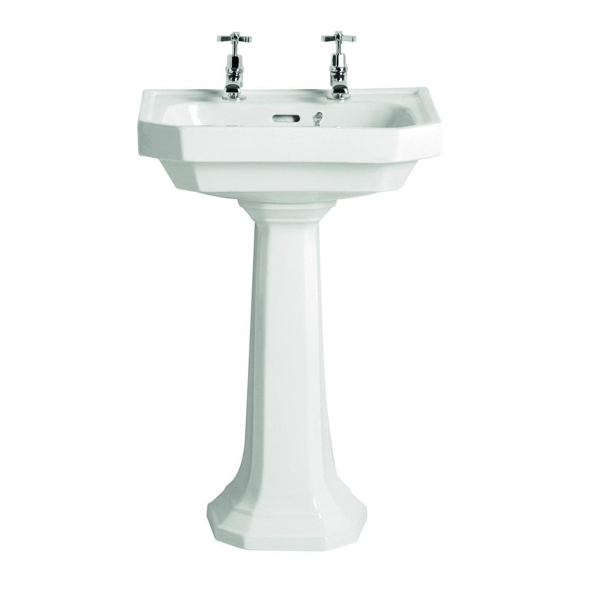Heritage Pedestal Basin Heritage Granley Deco Medium Basin And Pedestal with 2 Tap Holes