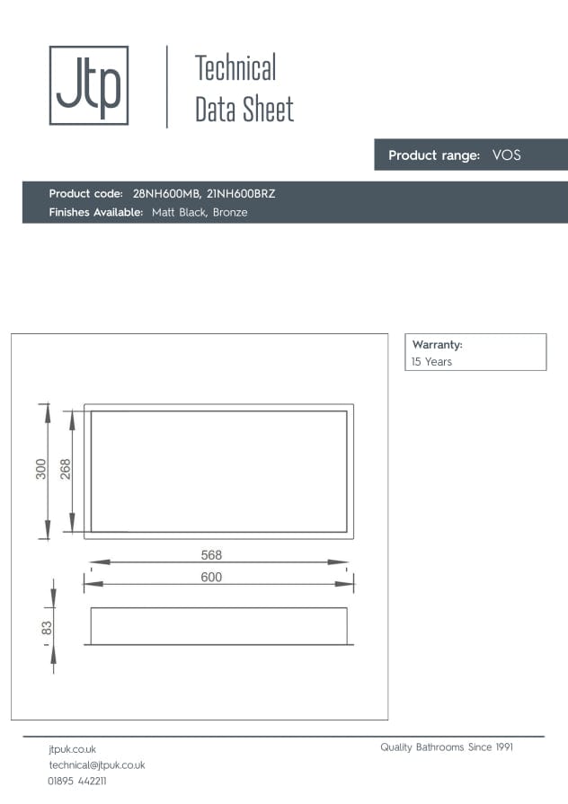 JTP Shelf JTP VOS Rectangular Shower Niche - 300 x 600mm