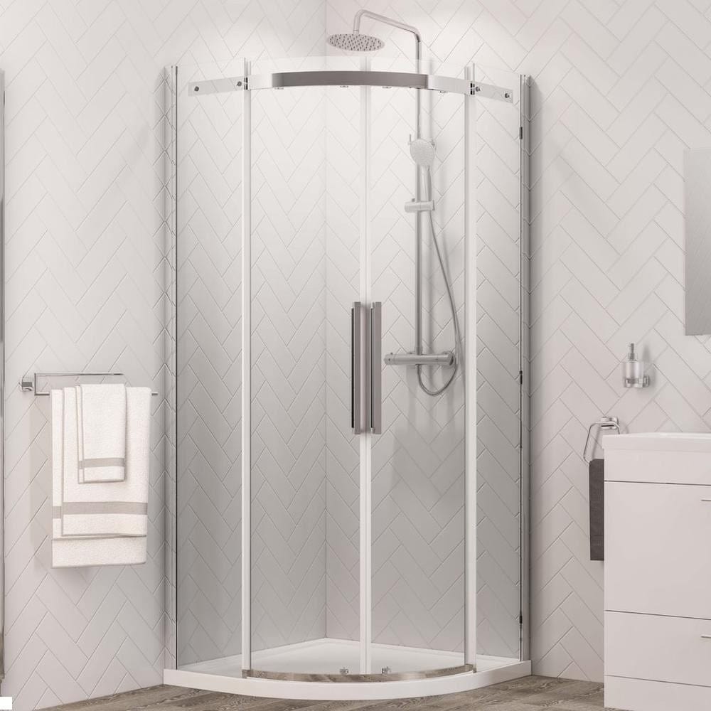Eastbrook Quadrant Shower Enclosure Chrome / 1000 x 1000mm / Universal Eastbrook Corniche 2000 8mm Quadrant Shower Enclosure