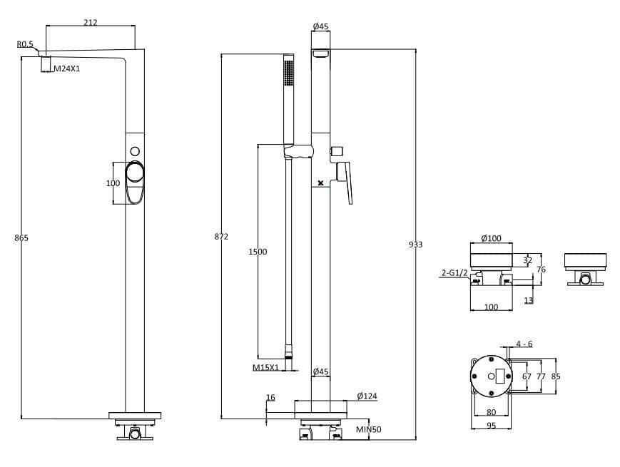 Crosswater Freestanding Bath Filler Crosswater Lazo Floor Standing Bath Shower Mixer