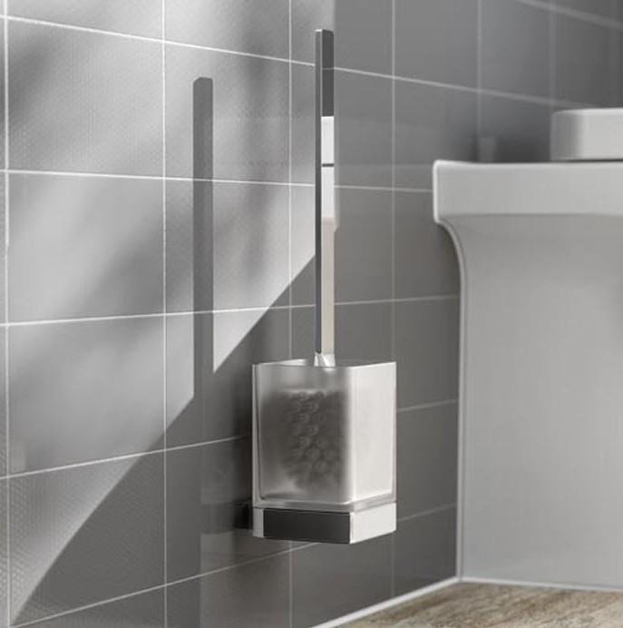 HiB Toilet Brush Chrome HiB Atto Wall Mounted Toilet Brush and Holder