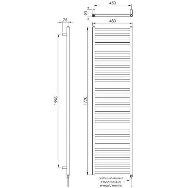 Vogue Designer Towel Radiator Vogue Squire Straight Designer Towel Rail in Chrome