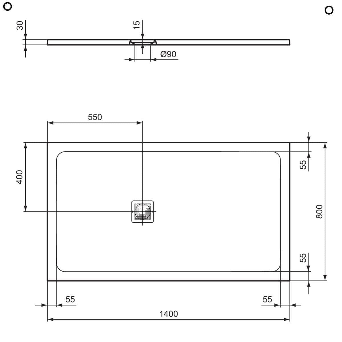 Ideal Standard Ultra Flat S+ Shower Tray 30mm including Waste
