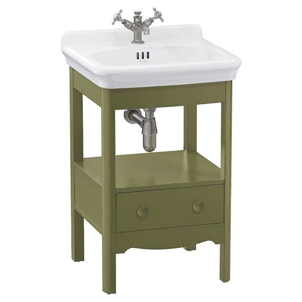 Burlington Floor Standing Vanity Unit Carlyle Green / 3 Hole Burlington Guild Floor Standing 560mm Vanity Unit with Basin