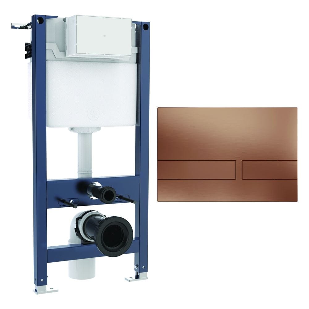 Crosswater Wall Hung WC Frame Venue Plate in Brushed Bronze Crosswater 0.98m Dual Flush WC Support Frame Set with Flush Plate