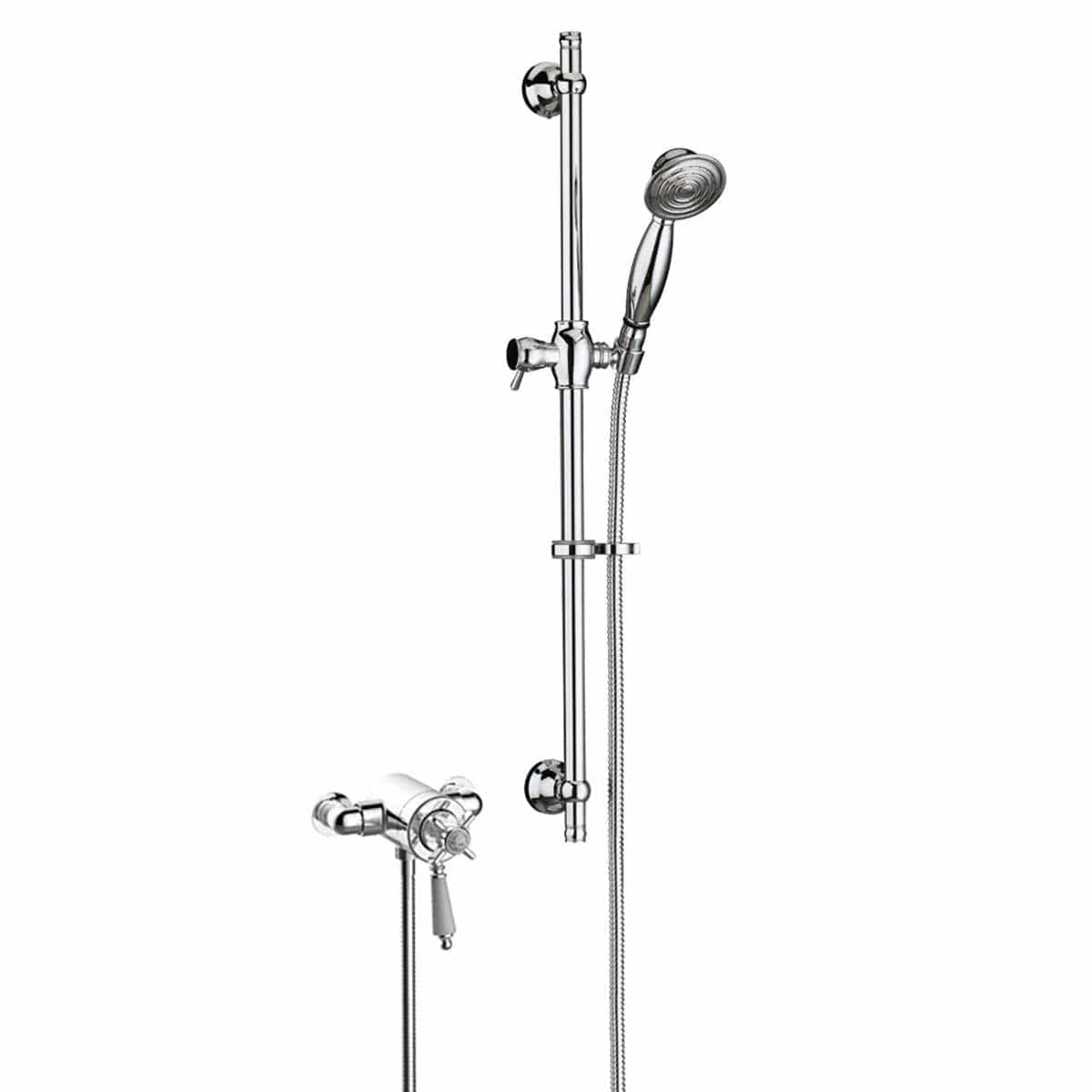 Heritage Exposed Shower Set Chrome Heritage Dawlish Exposed Shower Valve with Premium Flexible Riser Kit