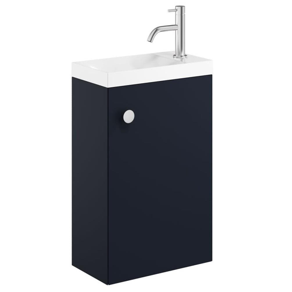 Crosswater Cloakroom Vanity Unit Deep Indigo Blue Crosswater Alo Cloakroom Single Door Wall Mounted 400 x 220mm Vanity Unit with Basin