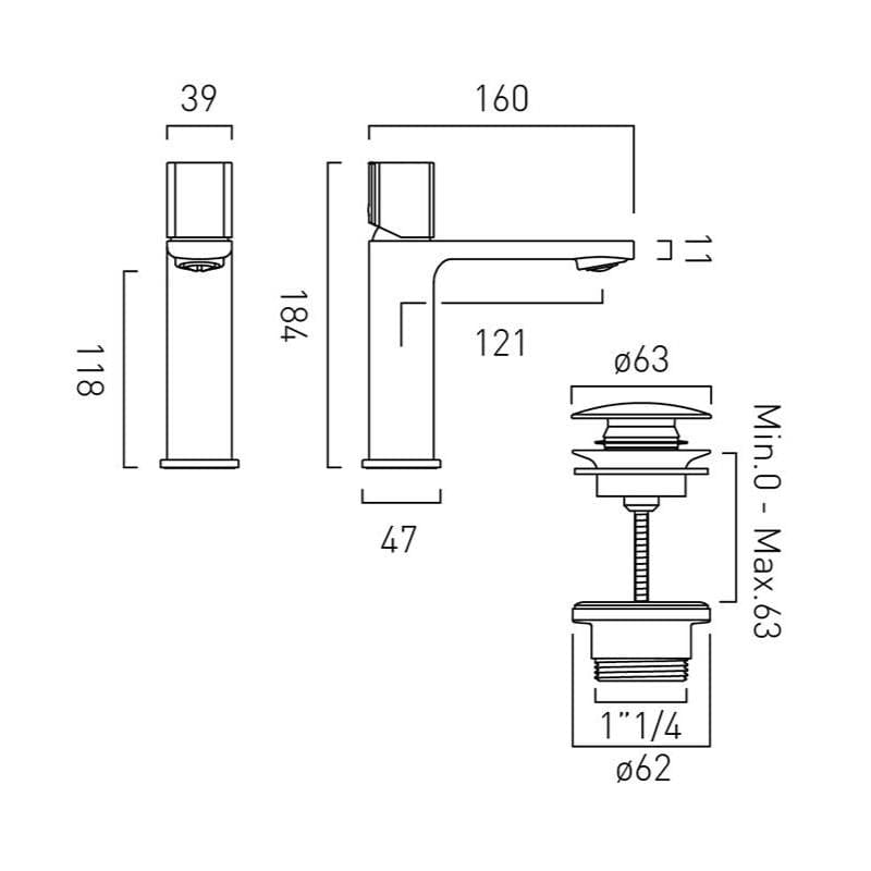 VADO Mono Basin Tap Vado Cameo Leverless Mono Basin Mixer Tap with Universal Waste