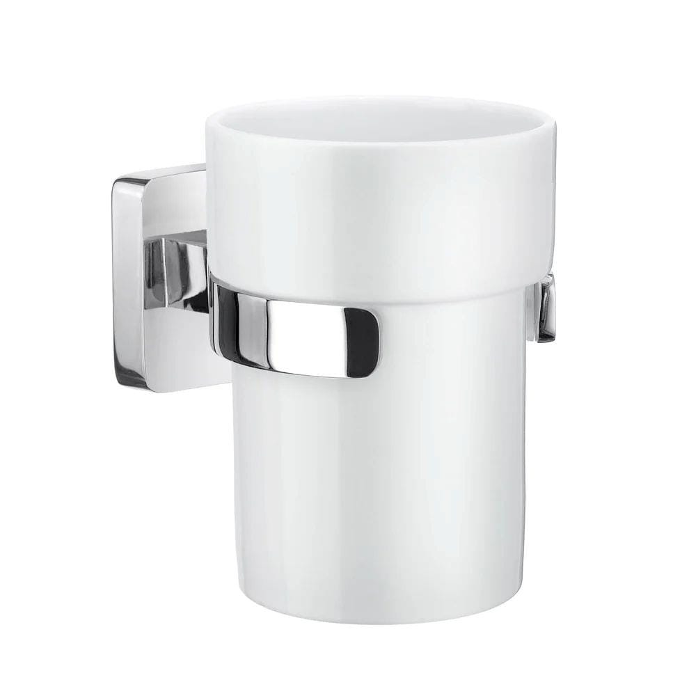 Smedbo Toothbrush Holder Smedbo Ice Round Tumbler with Holder in Chrome