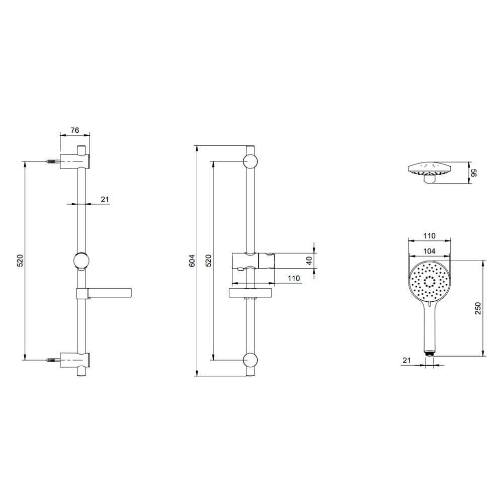 UK Bathroom Store Concealed Shower Set Villeroy & Boch Concealed Complete Shower Set 2 Outlet with Slide Rail Kit