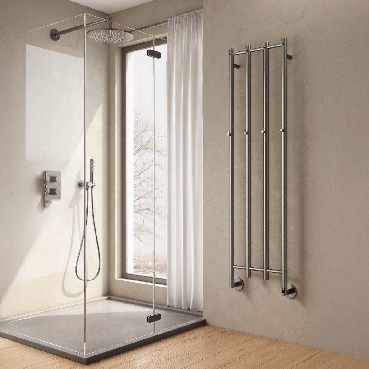 Aquarius Designer Radiator Gunmetal Grey Aquarius DigiTherm Solara Dry Electric Radiator with LCD Display