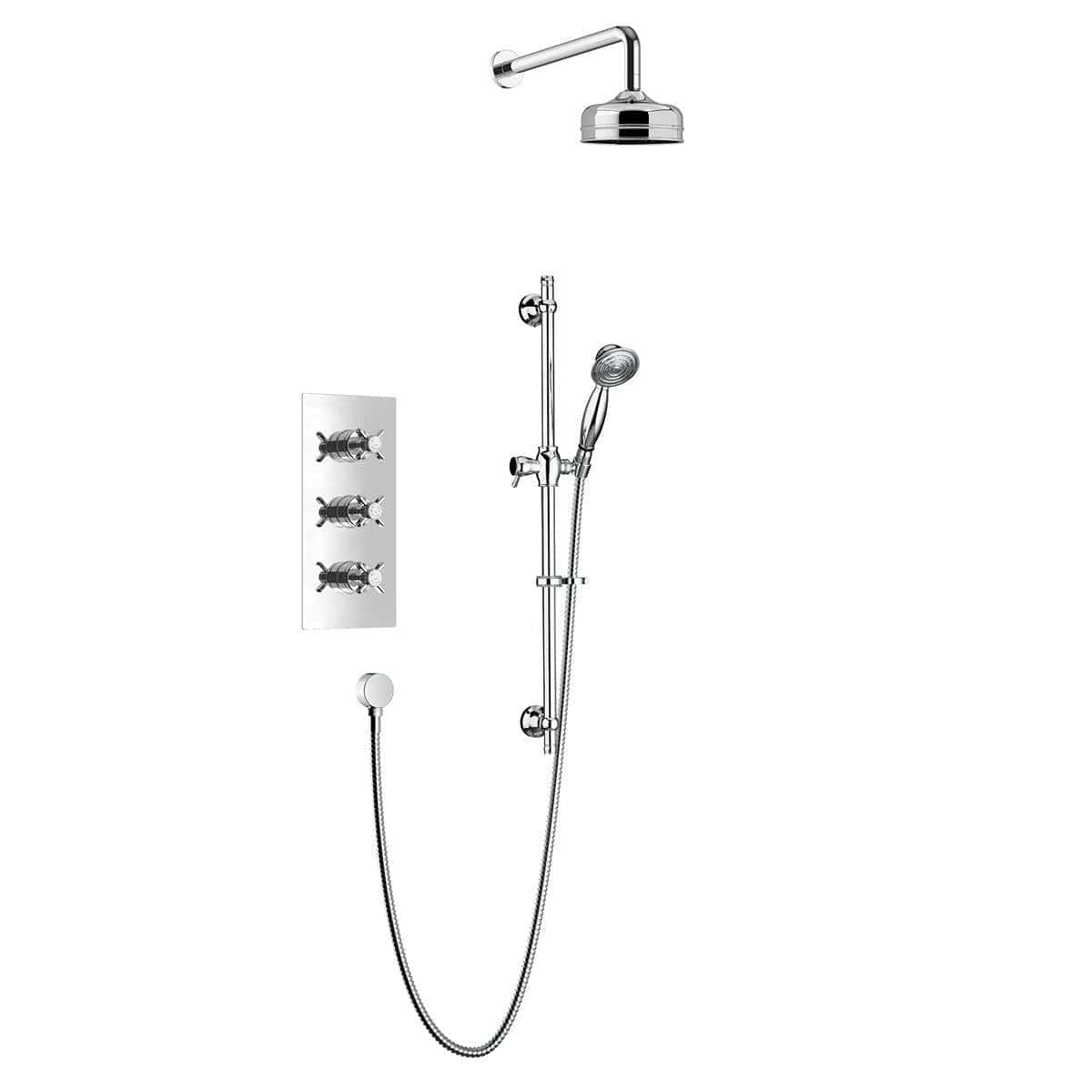 Heritage Concealed Shower Set Chrome Heritage Dawlish Concealed Shower with Premium Fixed Head and Flexible Kit