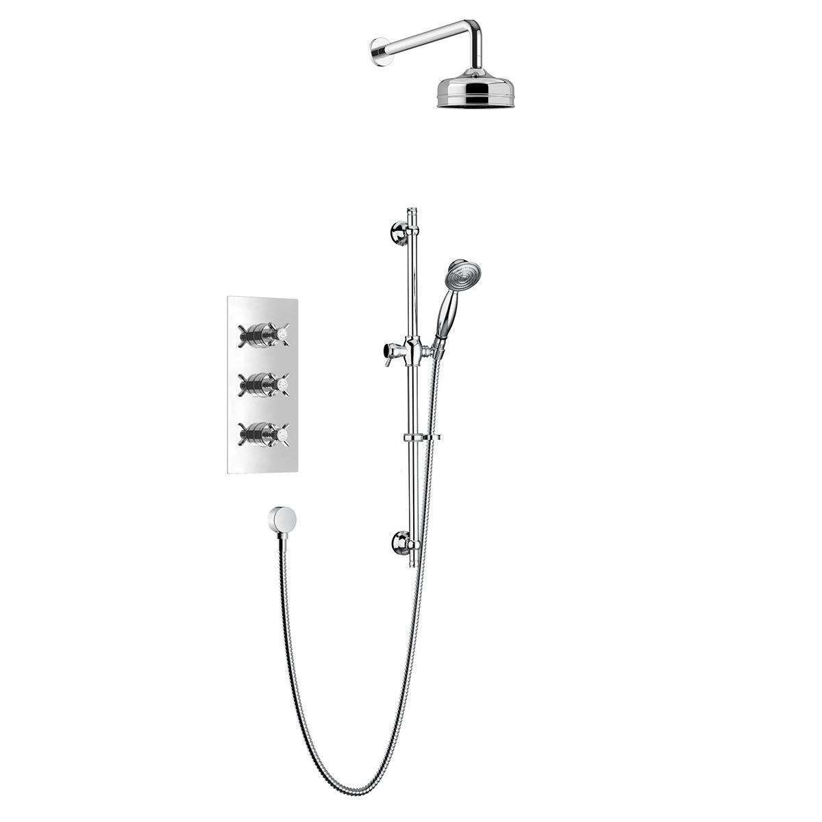 Heritage Dawlish Concealed Shower Valve with Premium Fixed Head and Flexible Kit