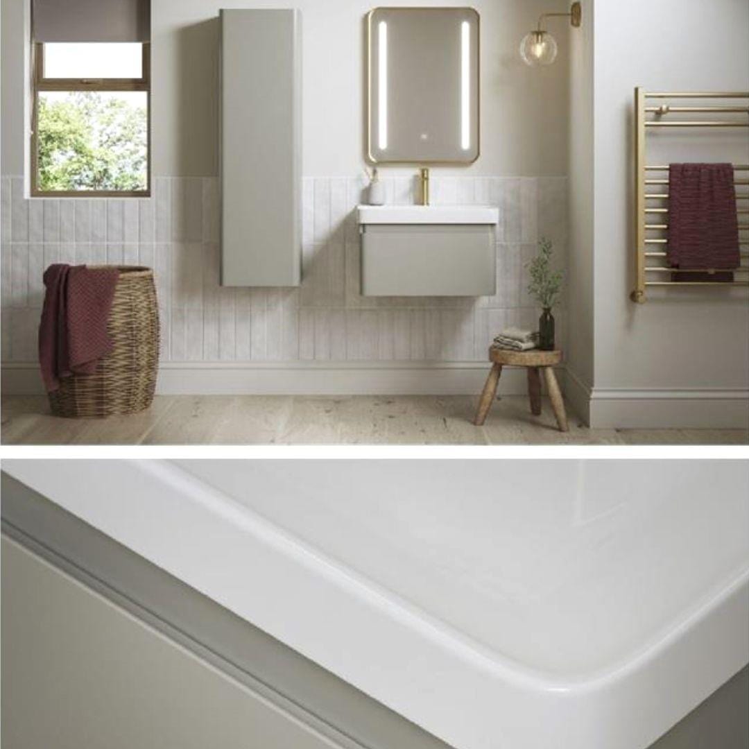 Aquarius Wall Mounted Vanity Unit Matt Latte / 605mm Aquarius Sophie Vanity Unit with 1 Taphole Basin