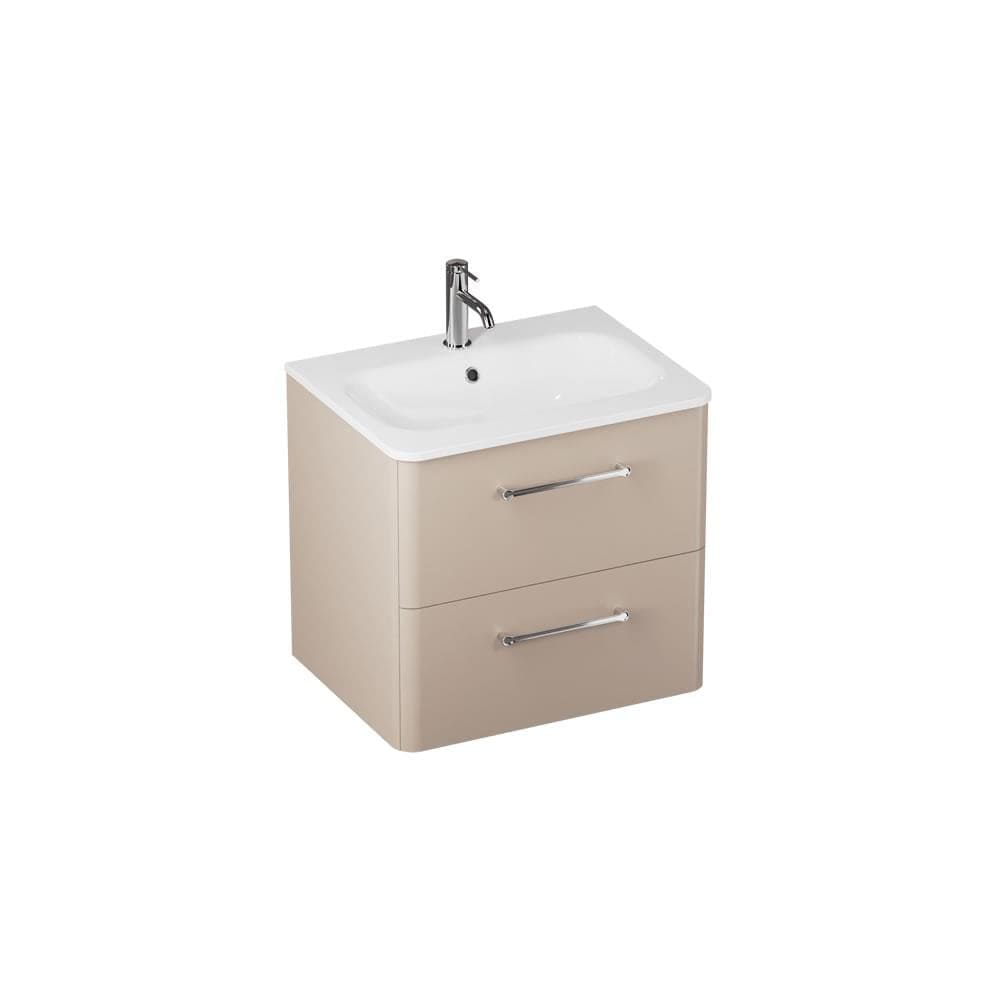 Britton Wall Mounted Vanity Unit Warm Beige / 1 Tap Hole Basin / Chrome Britton Camberwell Wall Mounted 600mm Vanity Unit with Basin or Worktop