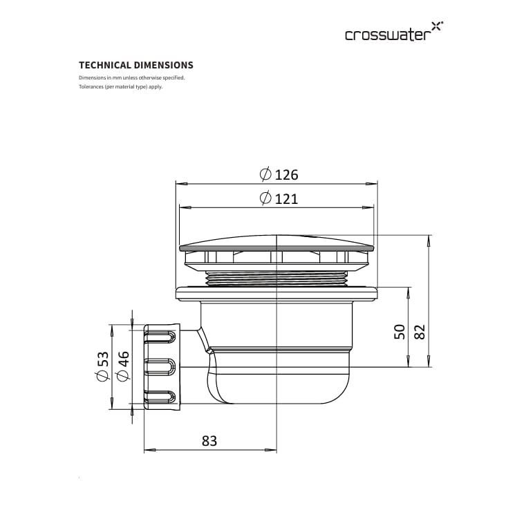 Crosswater Shower Tray Waste Crosswater Hi Flow 90mm Shower Waste