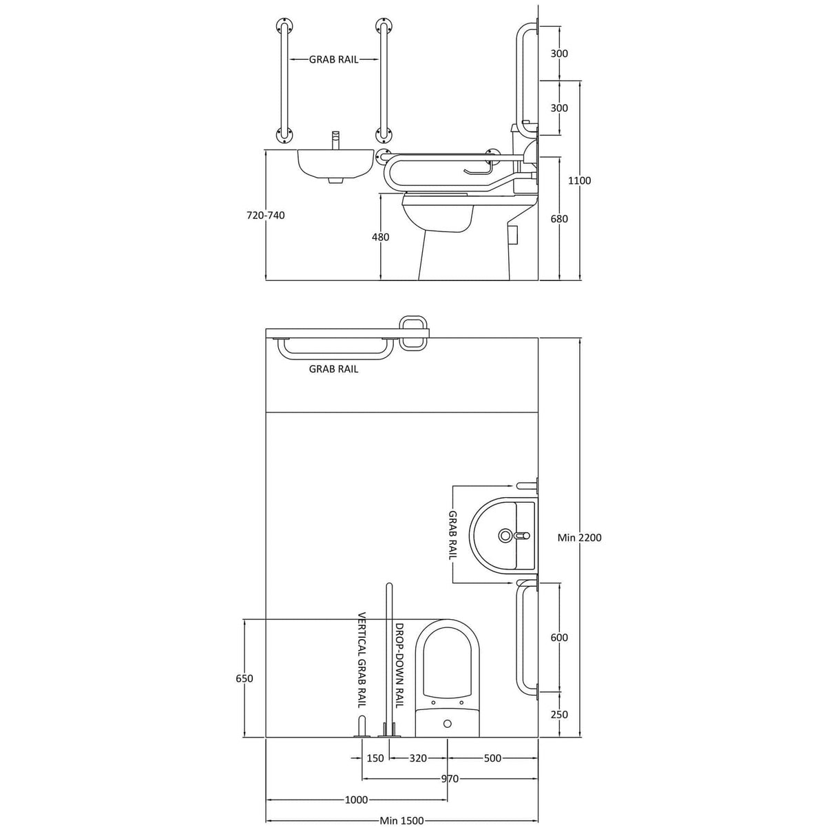 Aquarius Bathrooms Doc M Pack Aquarius Doc M Pack including Comfort Height Close Coupled Toilet, Basin and Grab Rails