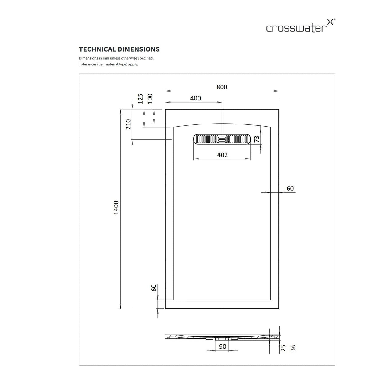 Crosswater Rectangle Shower Tray Crosswater Vito Rectangle 25mm Stone Resin Shower Tray