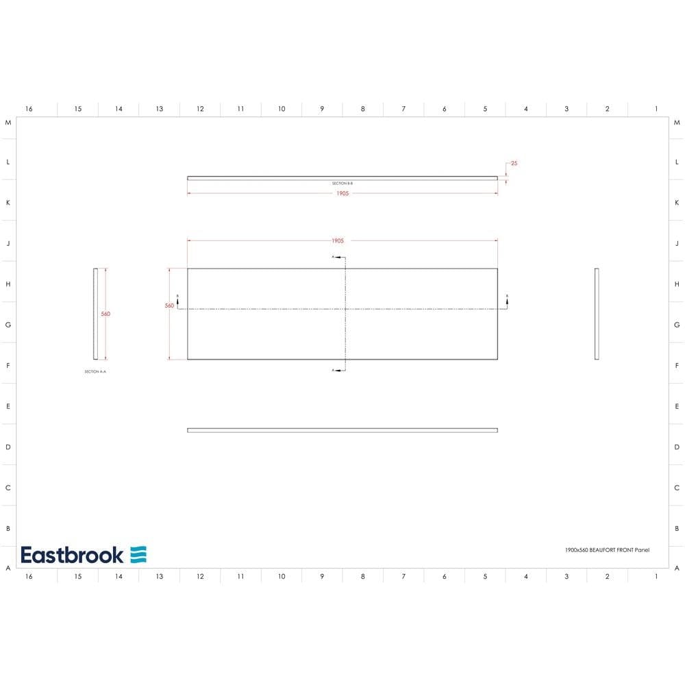 Eastbrook Bath Panel 1900mm / 5mm Acrylic Eastbrook Flat Front Bath Panel