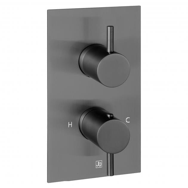 JTP Concealed Shower Valve Brushed Black JTP VOS 1 Outlet, 2 Handle, Concealed Thermostatic Shower Valve