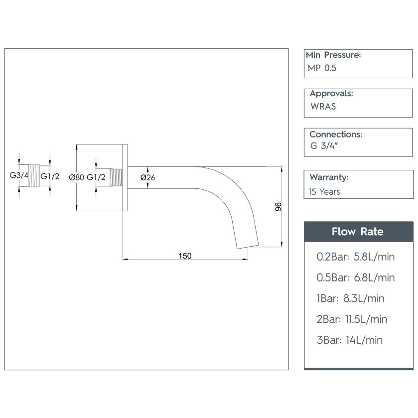 JTP Bath Spout JTP VOS Bath/Basin Spout