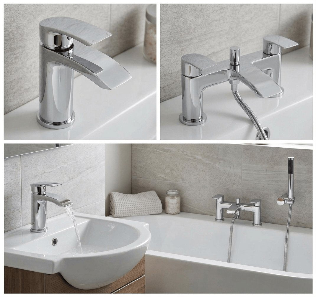 Aquarius Bathrooms Bath Shower Mixer Aquarius Arc Complete Brassware Pack with Basin Tap, Bath and Shower Mixer