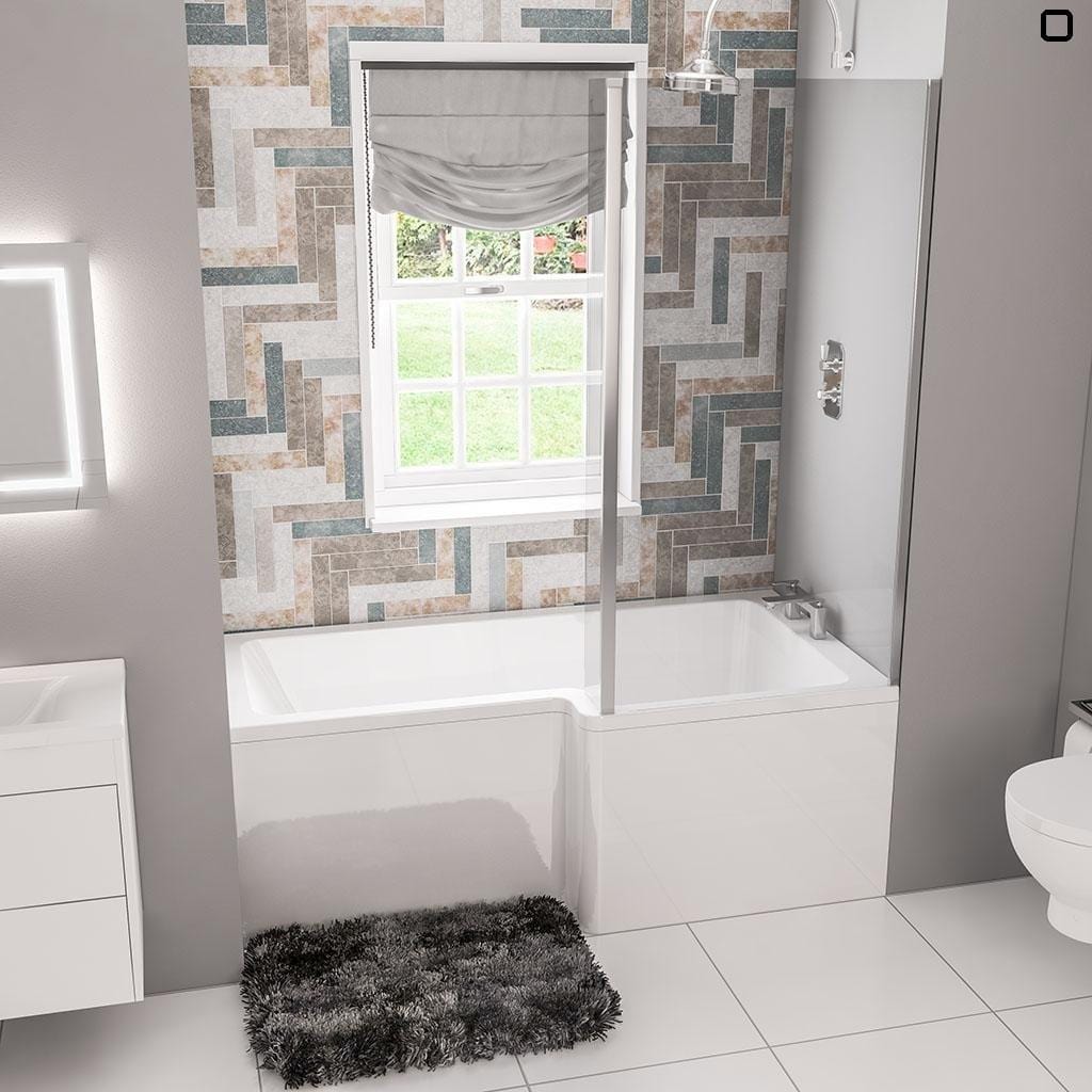 Eastbrook L-Shaped Shower Bath 1500 x 850mm / 5mm / Right Handed Eastbrook Portland L-Shape Shower Bath