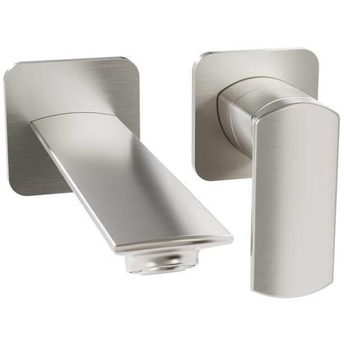 Clearwater Wall Mounted Basin Tap Brushed Metallic Clearwater Varda Wall Mounted 2 Hole Basin Mixer Tap