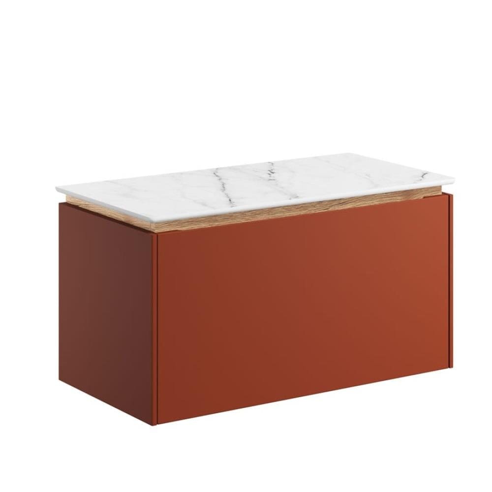 Crosswater Wall Mounted Vanity Unit Soft Clay / 700mm / Carrara Marble Countertop Crosswater Mada Wall Mounted Vanity Unit