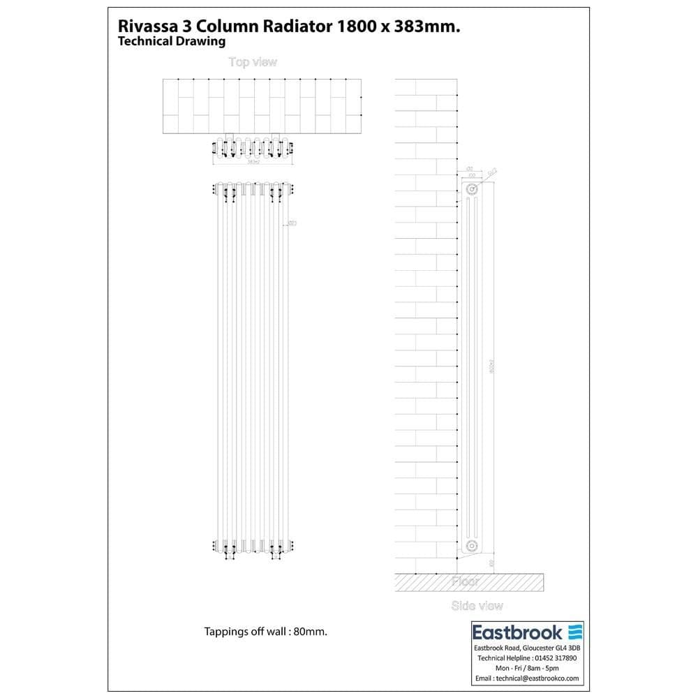 Eastbrook Eastbrook Rivassa Traditional 3 Column Radiator in Matt Anthracite