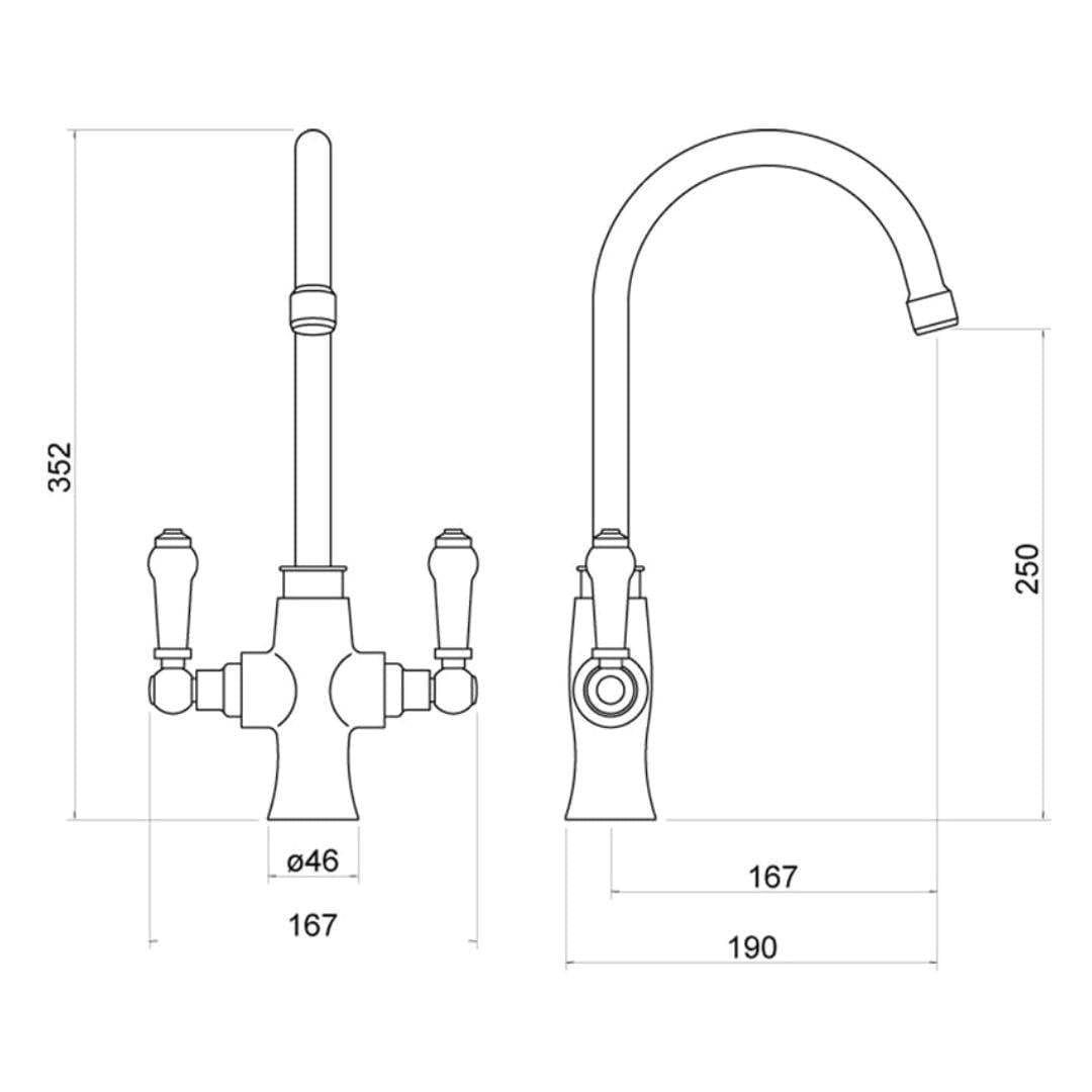Aquarius Kitchen Tap Aquarius TrueCook - Series 2 - Two Handle Kitchen Mixer Tap