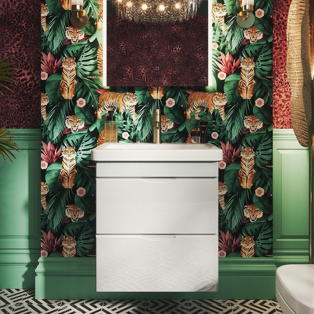 Saneux Wall Mounted Vanity Unit Saneux Indigo Vanity Unit With Basin - 500 x 400mm - Two Drawer - Wall Mounted