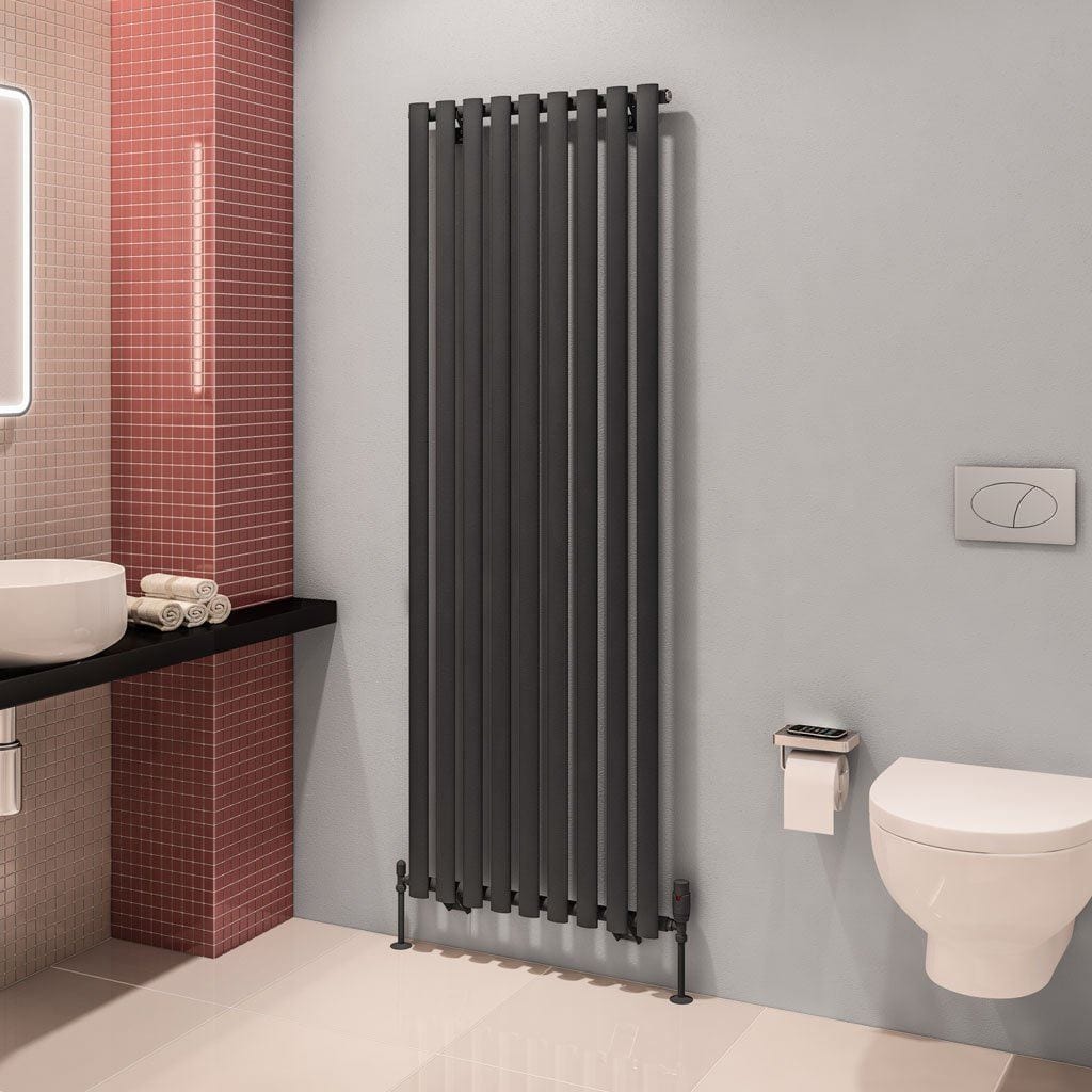 Eastbrook Designer Towel Radiator 1800 x 630mm Eastbrook Tunstall Straight Vertical Designer Radiator in Matt Anthracite