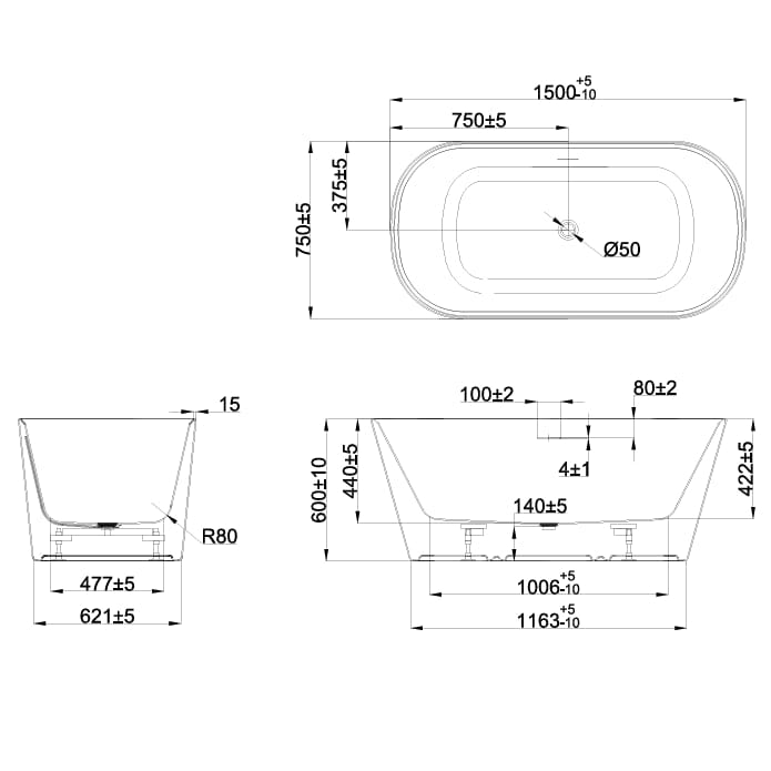 Crosswater Modern Freestanding Bath Crosswater Carne Freestanding Bath