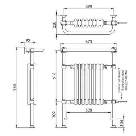 Vogue Inset Radiator Vogue Regency Traditional Floor Mounted Radiator in Chrome/White