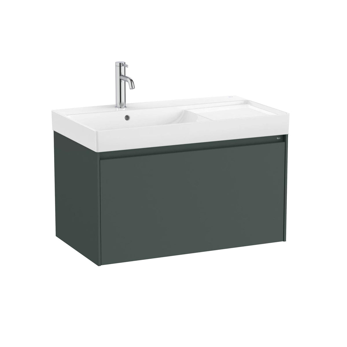 Roca Wall Mounted Vanity Unit Matt Green / Left Hand Roca Ona 800mm Wall Mounted One Drawer Vanity Unit with Basin