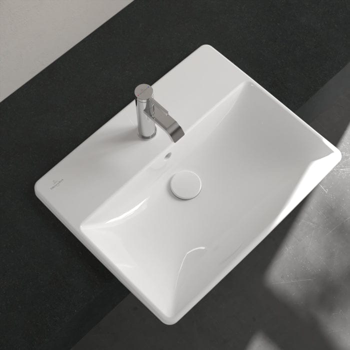 Villeroy & Boch Semi-Recessed Basin Villeroy & Boch Avento 550mm Semi-Recessed Basin with Overflow in White Alpin