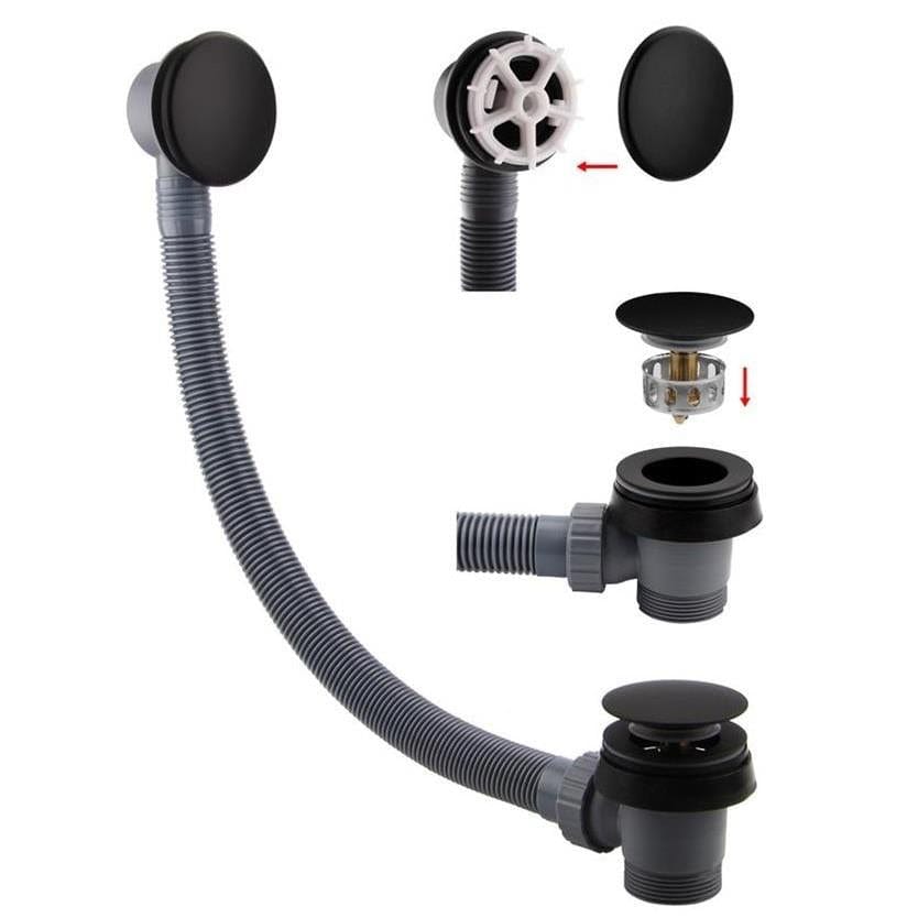 Aquarius Bath Waste Matt Black Aquarius FT Easy Clean Click Clack Bath Waste and Overflow