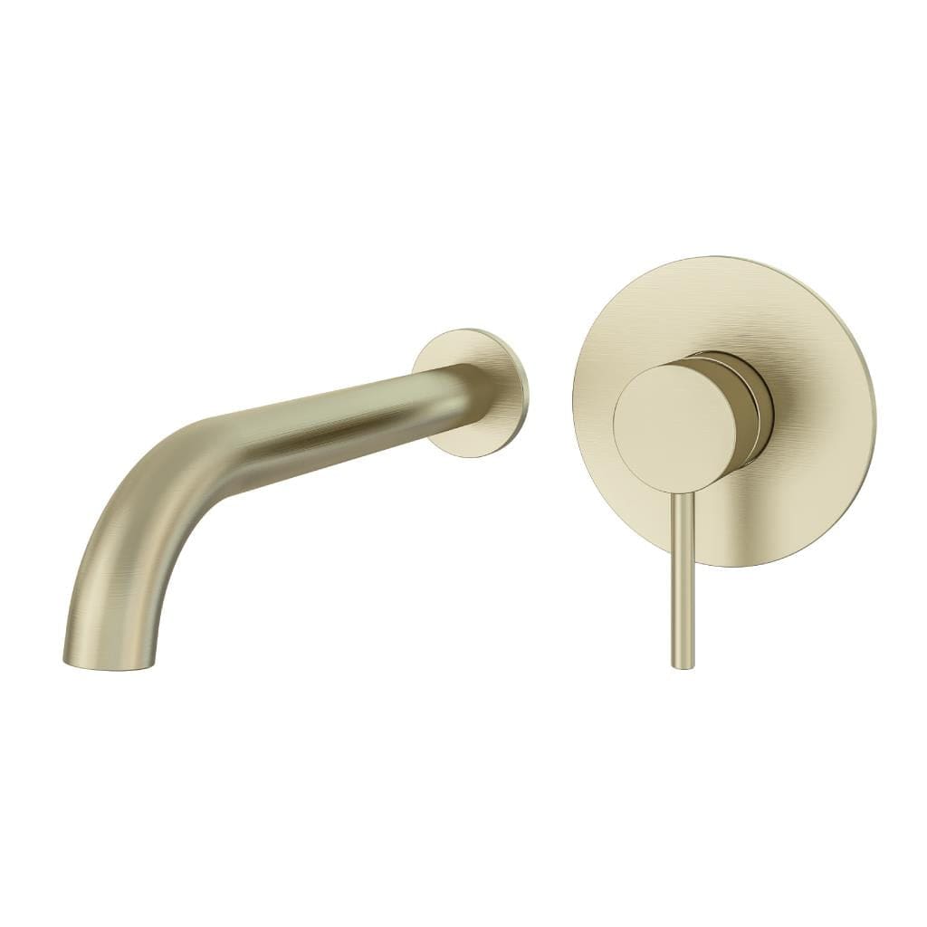 Aquarius Wall Mounted Basin Tap Brushed Brass Aquarius Curve Wall Mounted Basin Mixer Tap