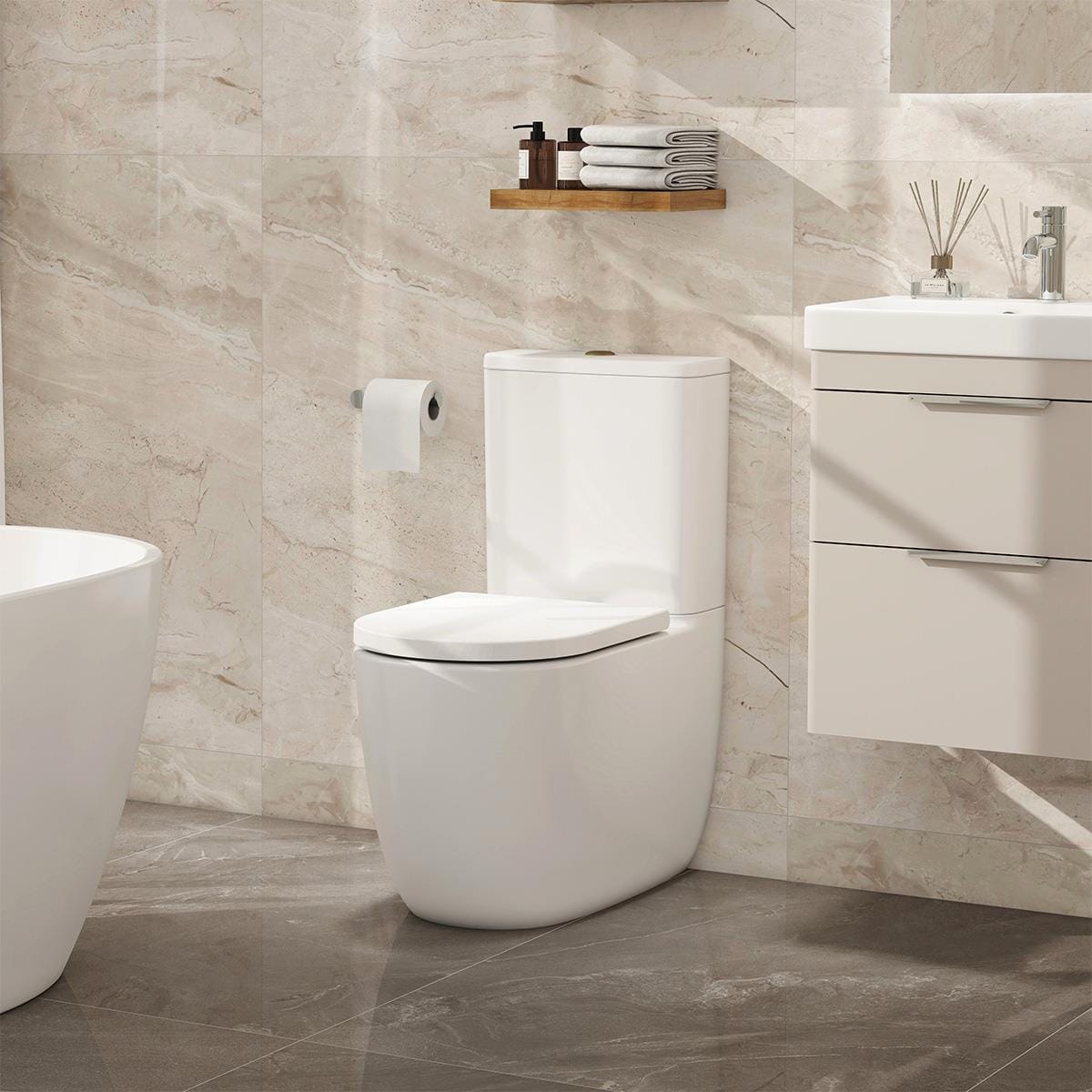 Imex Close Coupled Toilet Imex Luna Rimless UltraVortex Close Coupled Toilet with Soft Close Seat