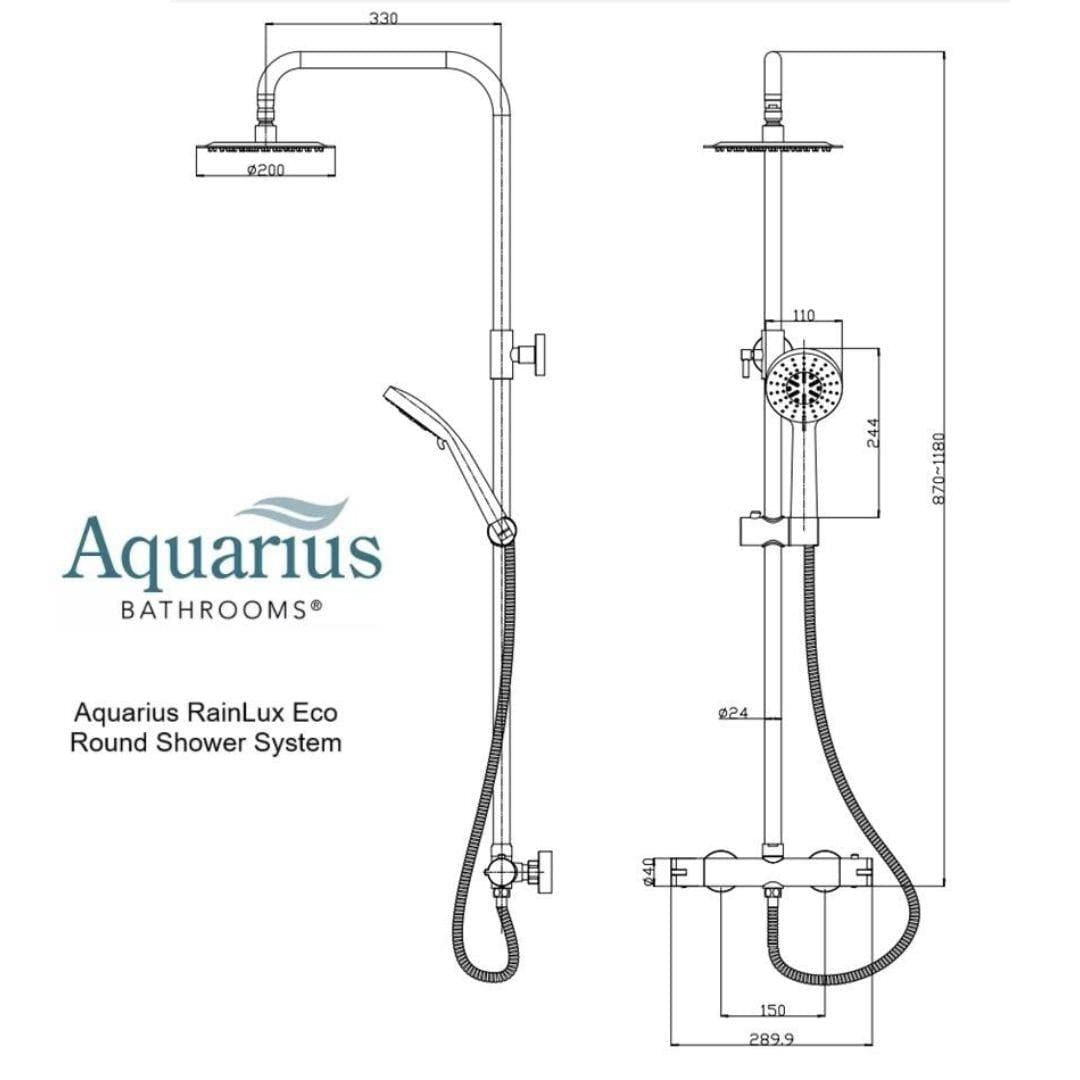 Aquarius Exposed Shower Set Aquarius RainLux Eco Round Adjustable Exposed Bar Shower System