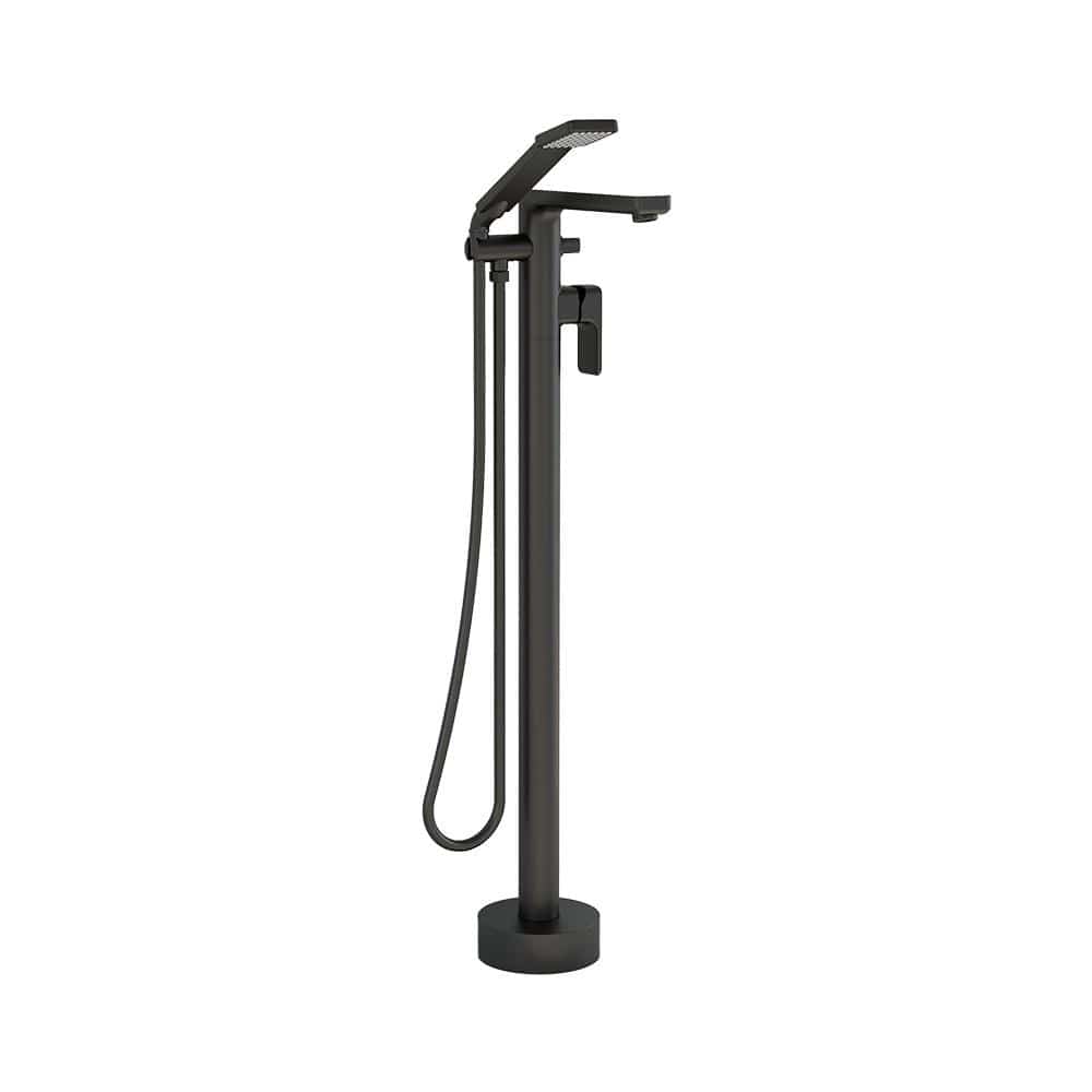 Imex Freestanding Bath Filler Matt Black Imex Blade Floor Standing Bath Shower Mixer Tap wth Hose and Handset