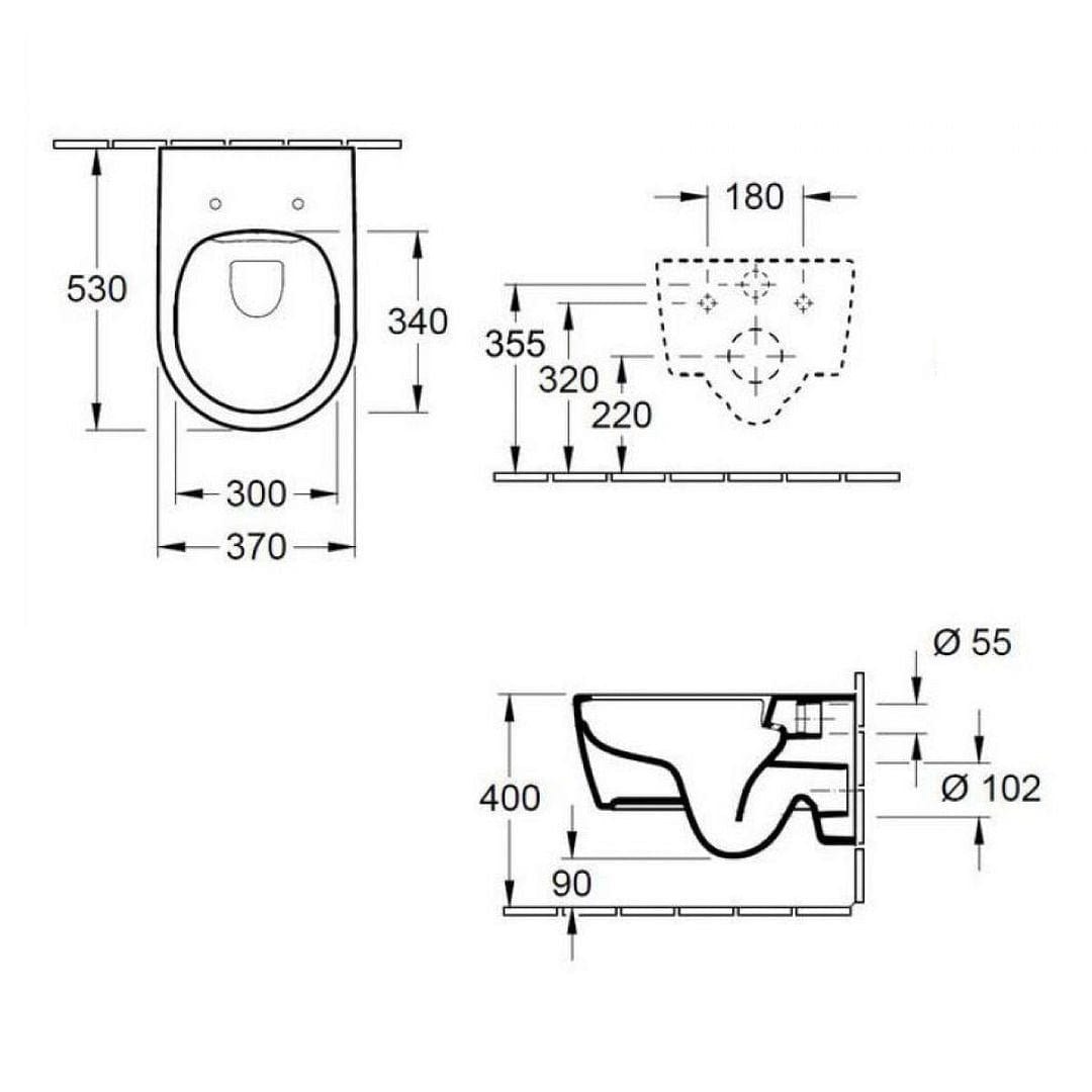 Villeroy & Boch Wall Hung Toilet Villeroy & Boch Avento Rimless Wall Hung Toilet with Soft Close Seat in White Alpin
